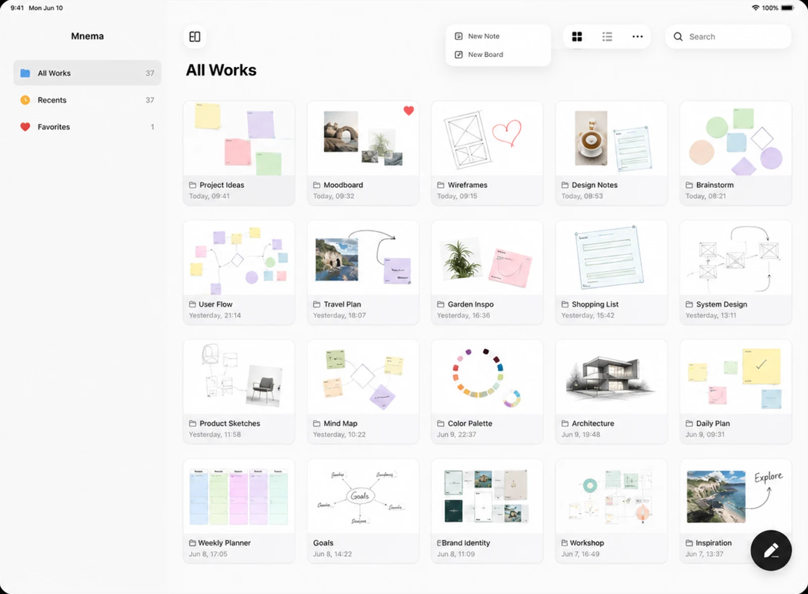 The Mena library: moodboards, wireframes, mind maps and daily plans