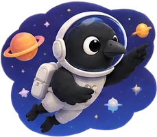 Mena crow as an astronaut floating in space