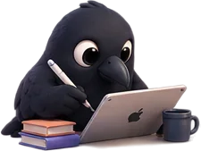Mena crow relaxing with a laptop