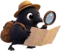 Mena crow reading a map